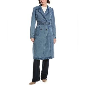 Avec Les Filles XS Stylish Blue Denim Trench Coat Dress
